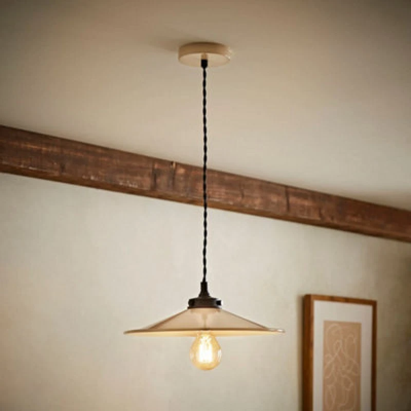 Image of Valuelights Hampstead Natural Rolled Edge Tapered Pendant Ceiling Light