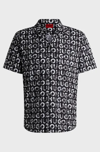 Image of HUGO Ellino Short Sleeved Shirt Black/Grey L
