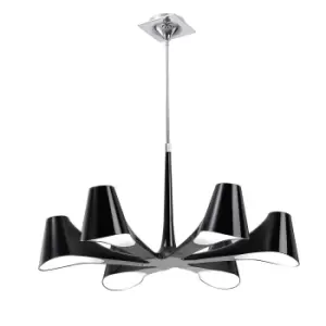 Image of Ora Telescopic Convertible To Semi Flush 6 Light E27, Gloss Black/White Acrylic/Polished Chrome, CFL Lamps INCLUDED