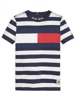 Image of Tommy Hilfiger Boys Short Sleeve Stripe Flag T-Shirt - Navy