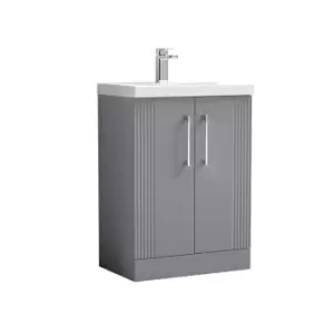 Image of Nuie Deco 600mm Floor Standing 2 Door Vanity & Basin 3 - Satin Grey