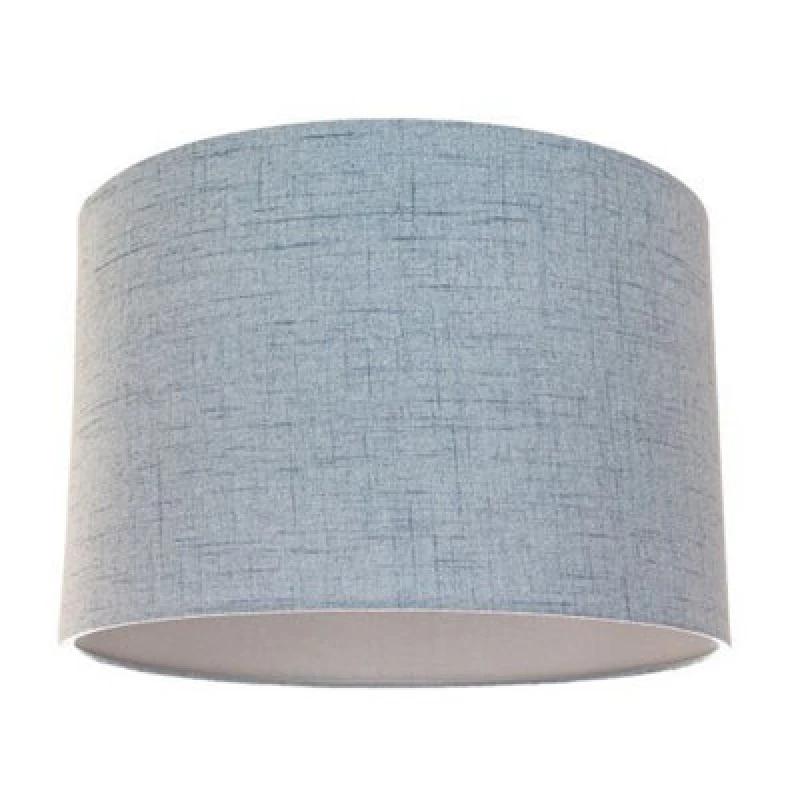 Image of Happy Homewares Contemporary And Sleek Blue Textured Linen Fabric Drum Lamp Shade 60W Maximum