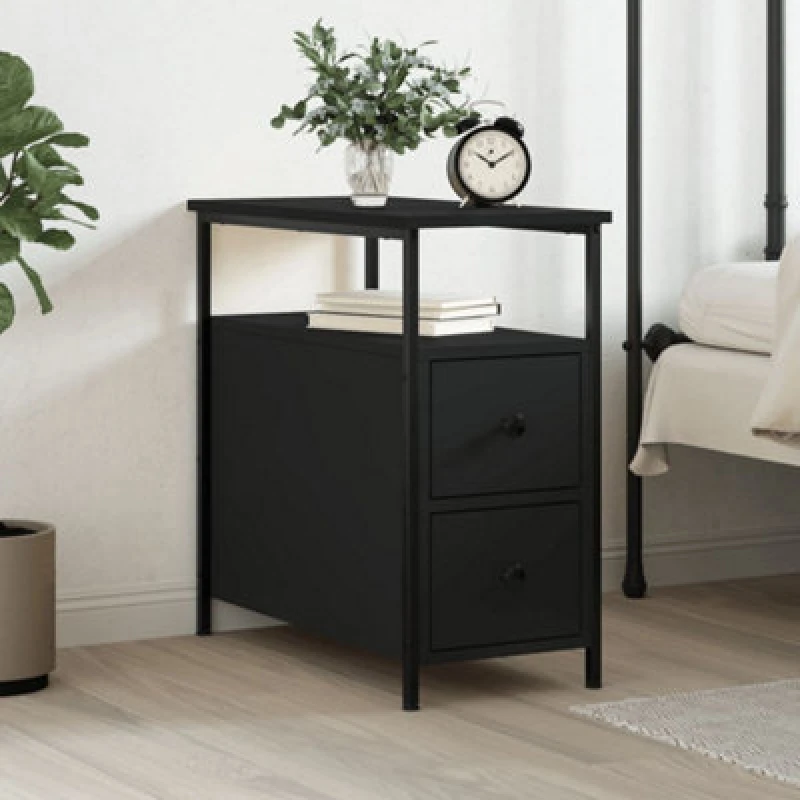 Image of VIDAXL Bedside Cabinet Black 30x60x60cm Engineered Wood Vidaxl 8720845940225