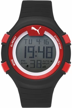 Image of Mens Puma PU91128 FAAS 100 L - Black red Alarm Chronograph Watch PU911281006