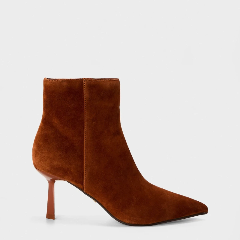Image of Steve Madden Womens Sabine Ankle Heeled Boots Cognac Suede female 4 (37)