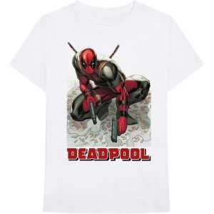 Image of Marvel Comics - Deadpool Bullet Mens Medium T-Shirt - White