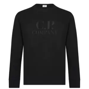 Image of CP Company Diagonal Logo Fleece Sweatshirt - Black