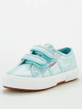 Image of Superga Girls 2750 Cotj Lame Strap Plimsoll Pumps - Blue
