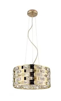 Image of Lola 5 Light Gold Crystal Pendant Ceiling Light