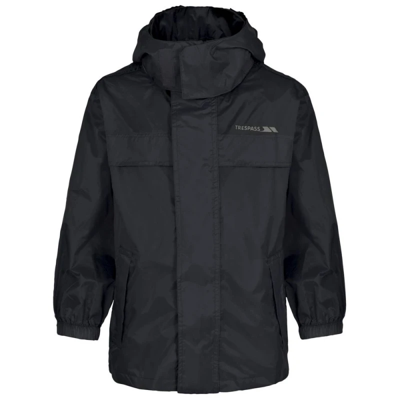Image of Trespass Packa Pack Away Waterproof Jacket in Black Size: 2-3 Years Black Unisex 2-3 Years
