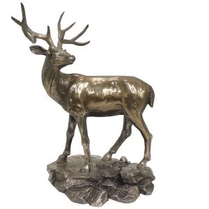 Image of Standing Stag Cold Cast Bronze Sculpture 28cm