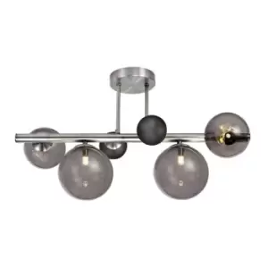 Image of Semi-Flush Ceiling Light, 4 x G9, Polished Chrome, Smoked Glass - Luminosa Lighting