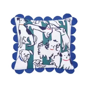 Image of Joules Linear Dogs Cushion 45cm x 45cm, Multi