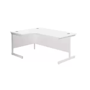 Image of 1600X1200 Single Upright Left Hand Radial Desk White - White + Desk High Ped