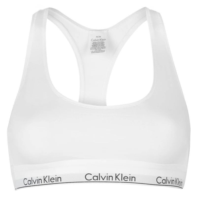 Image of Calvin Klein Modern Cotton Logo Bralette Unlined Bralettes 8 (XS) White 42433901310