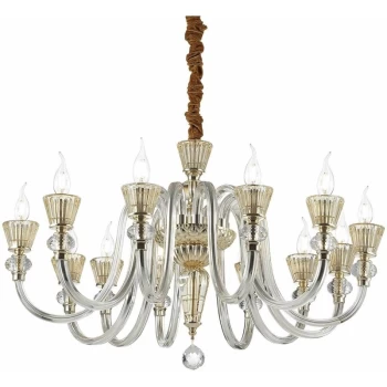Image of Ideal Lux Lighting - Ideal Lux Strauss - 12 Light Chandelier Rose Gold Finish, E14