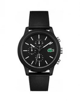 Image of Lacoste Lacoste 12.12 Black and White Detail Multi Dial Black Silicone Strap Mens Watch, One Colour, Men