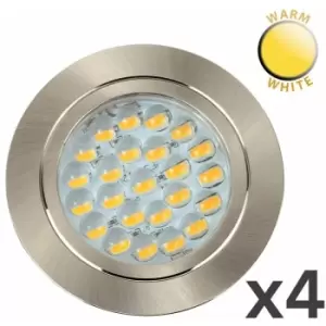 Image of Minisun - Voyager 12V LED Recessed Brushed Chrome Downlight 2700K - Pack of 4