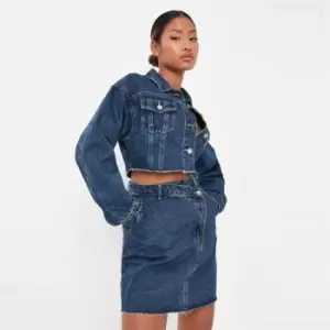 Image of Missguided Asymmetric mid length denim skirt - Blue