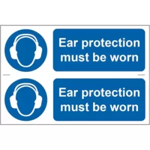 Image of Ear Protection PPE Self Adhesive Sign Twin Pack - 300 x 100mm