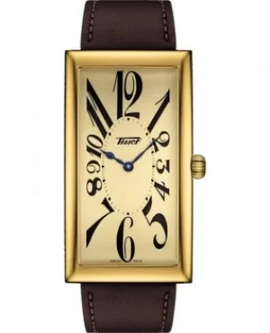 Image of Tissot Heritage Banana Centenary Edition Champagne Dial Brown Leather Strap Mens Watch T117.509.36.022.00 T117.509.36.022.00