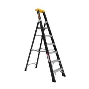 Image of Rhino Fiberglass Platform Step Ladder - 6 Tread