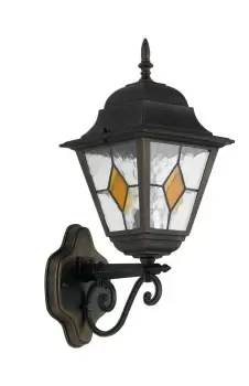 Image of PISA Outdoor UP Wall Lanterns Black, Gold, IP44 25x46x18.5cm