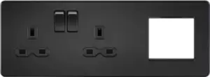 Image of KnightsBridge Screwless 13A 2G DP Socket + 2G Modular Combination Plate - Matt Black