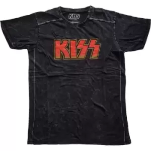 Image of KISS - Classic Logo Unisex XX-Large Snow Wash T-Shirt - Black