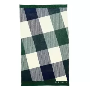 Image of Ted Baker House Check Cotton Beach Towel - Green/Navy