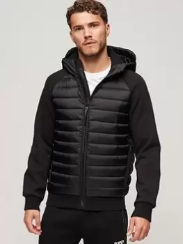 Image of Superdry Hooded Storm Hybrid Padded Jacket - Black Size M, Men