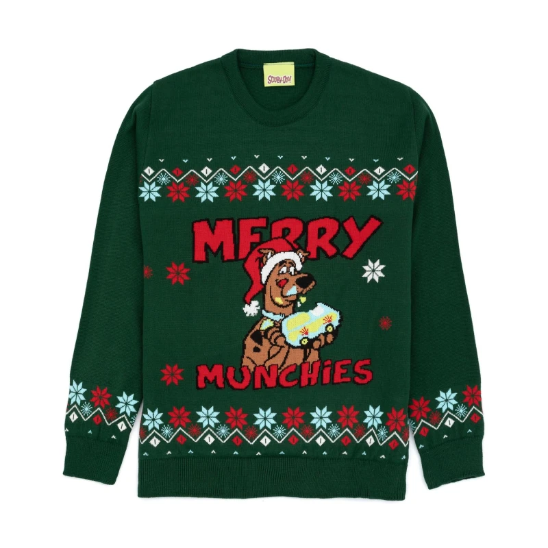 Image of Scooby Doo Scooby Doo Men Christmas Jumper in Green Size: Small Green S Male 5060977372222