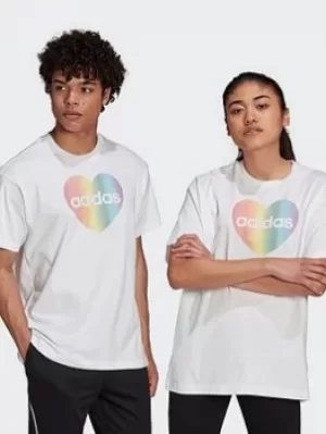 Image of adidas Pride Heart Graphic T-Shirt (gender Neutral), Black/Multi, Size 2Xs, Men