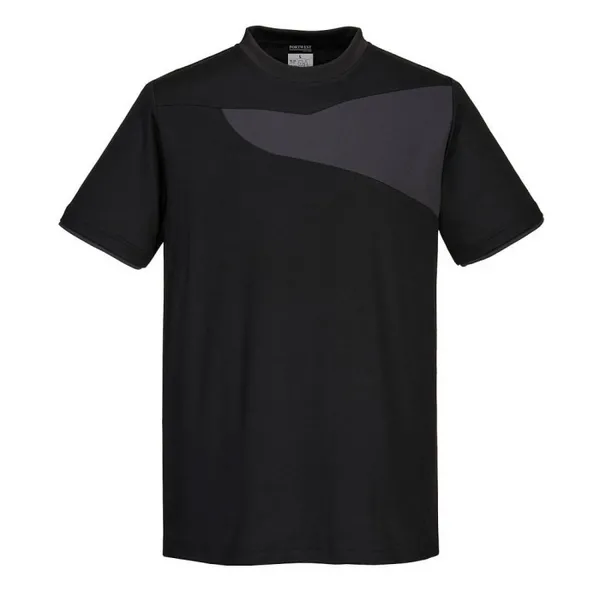 Image of Portwest PW2 Mens Cotton Comfort T Shirt PW211BZRXXL Colour: Black / Zoom Grey
