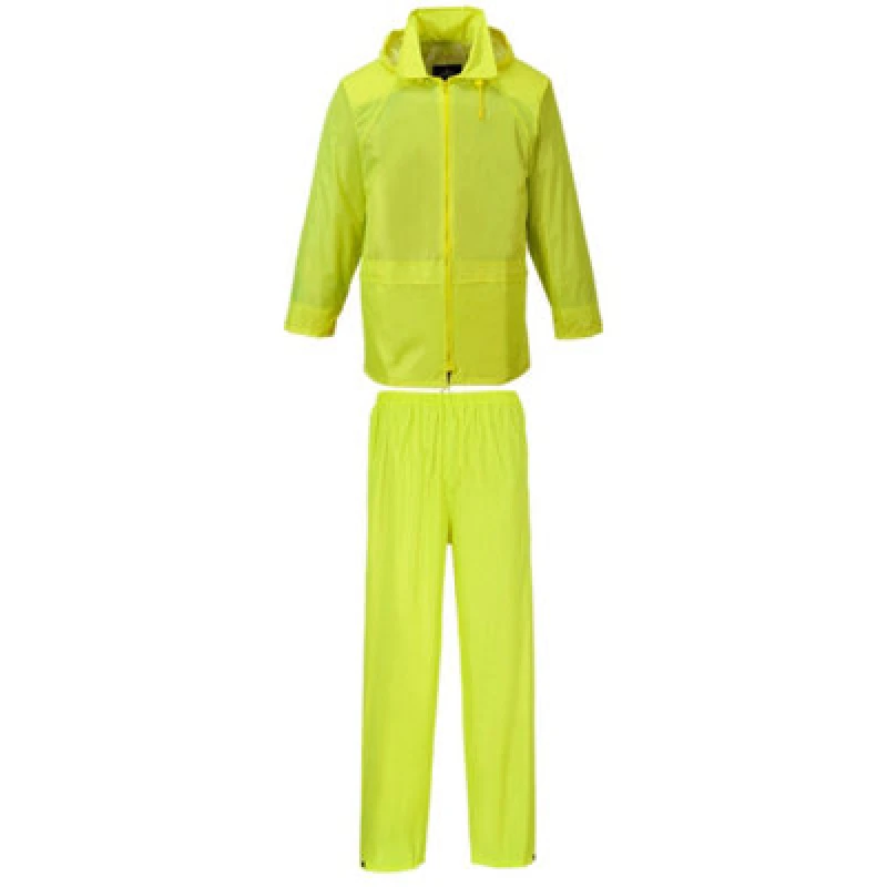 Image of Portwest Essentials 2 Piece Waterproof Rain Suit L440YERL Colour: Yellow