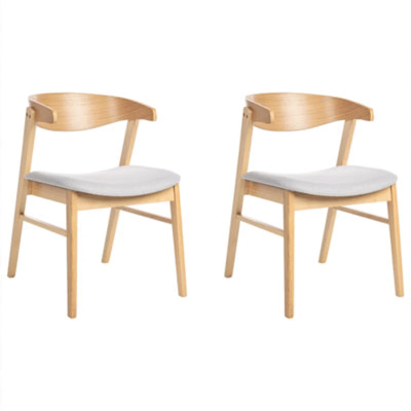 Image of Beliani Set Of 2 Dining Chairs Lilly Wood Light Brown/ Grey
