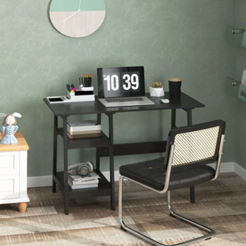 Image of HOMCOM HOMCOM Computer Desk w/ Storage Shelf Study Table w/ bookshelf for Home Office in Black One Size Unisex 5063603015449