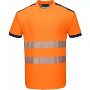 Image of T181 - Orange/Navy Sz 3XL PW3 Hi-Vis Short Sleeved T-Shirt Viz Visibilty - Portwest