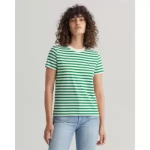 Image of Gant Icon Stripe Short Sleeve T-Shirt - White