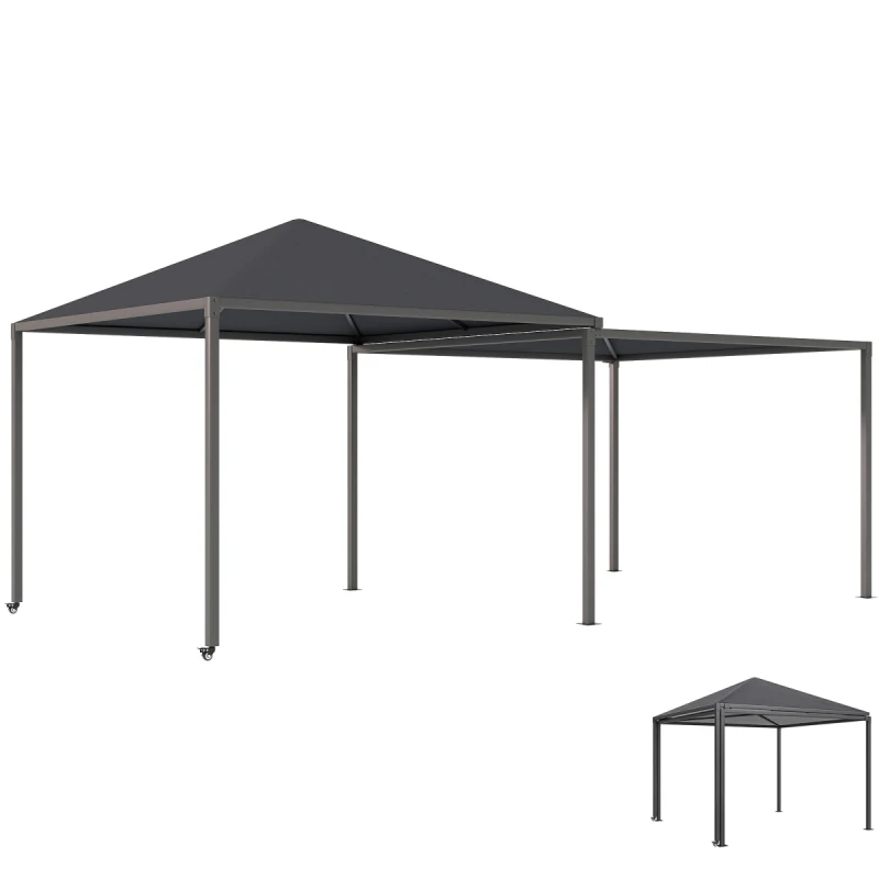 Image of Outsunny 3 x 3(m) Garden Gazebo Canopy with Extendable Awning and Wheels TJ Hughes 5063603230873