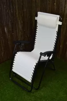 Image of Multi Position Textoline Garden Relaxer Chair Lounger - Cream