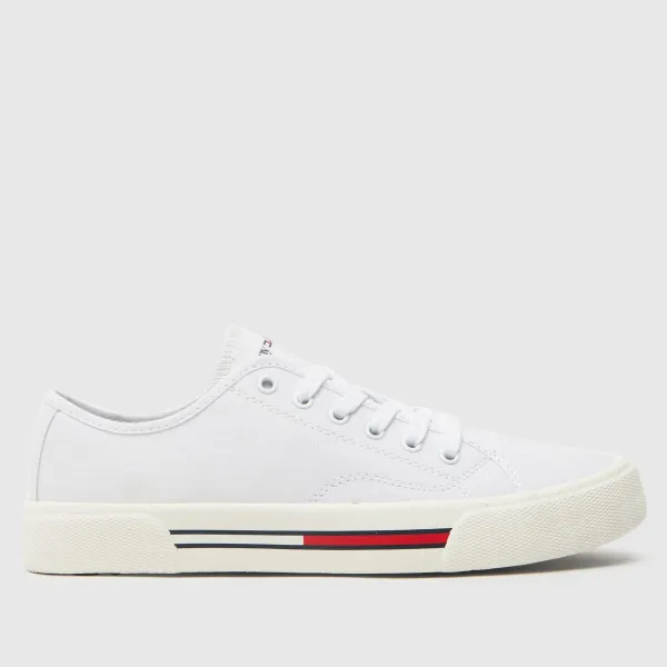 Image of Tommy Jeans low cut trainers in white & red