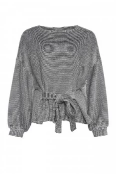 Image of French Connection Freya Texture Jersey Tie Waist Top Grey