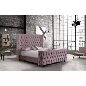 Image of Harmony Upholstered Beds - Plush Velvet, Double Size Frame, Pink - Pink