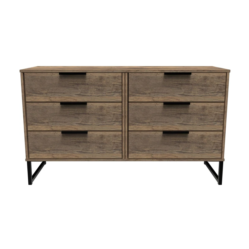 Image of Fuji 6 Drawer Chest In Vintage Oak (Ready Assembled)