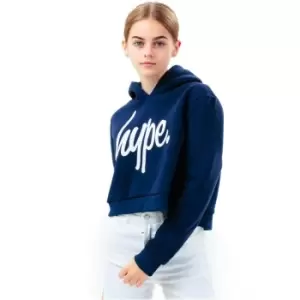 Image of Hype Script Kids Crop Hoodie - Blue