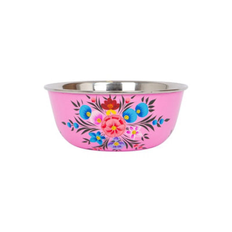 Image of Billycan Hand-Painted Picnic Snack Bowl - 14.5Cm - Raspberry Pansy