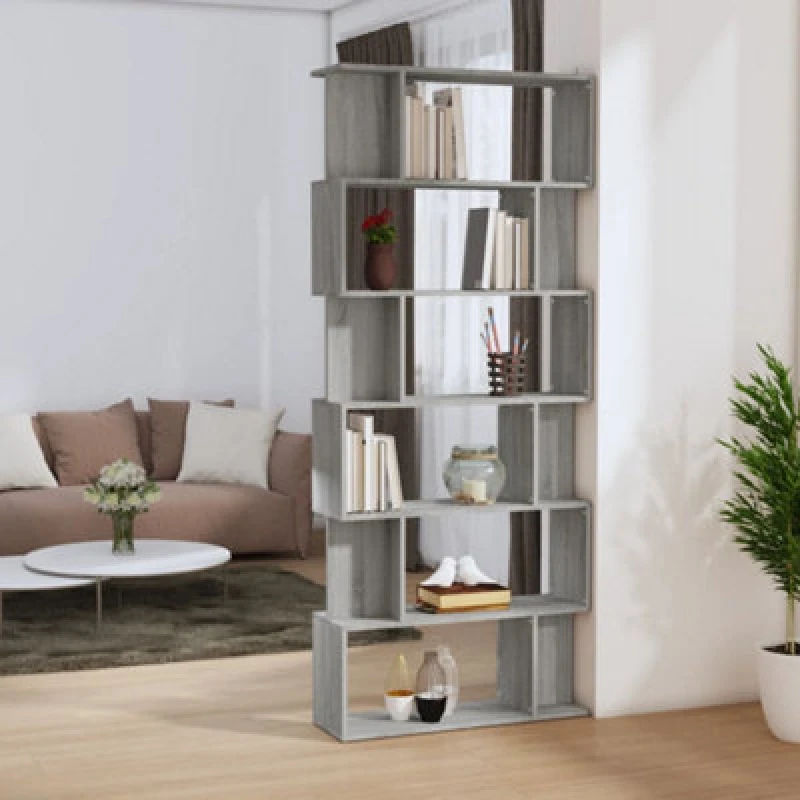 Image of Vidaxl Book Cabinet/Room Divider Grey Sonoma 80X24X192cm Engineered Wood, Grey 816060