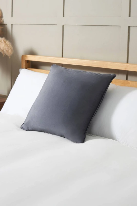 Image of BHS Small Velour Piped Cushion in Grey Grey Unisex