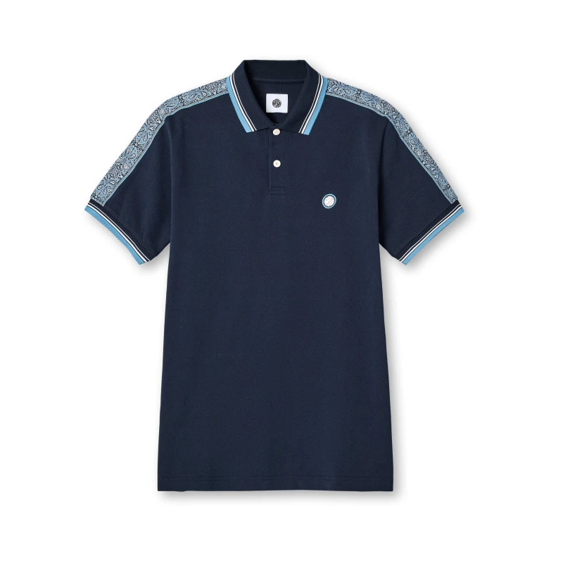 Image of Pretty Green Mens Eclipse Tape Short-Sleeve Polo Shirt Navy male Small